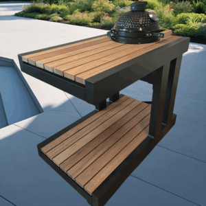 Aluminium Kamado Tafel Small – Hardhout Blad met Opberglade