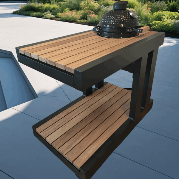 Aluminium Kamado Tafel Small – Hardhout Blad met Opberglade
